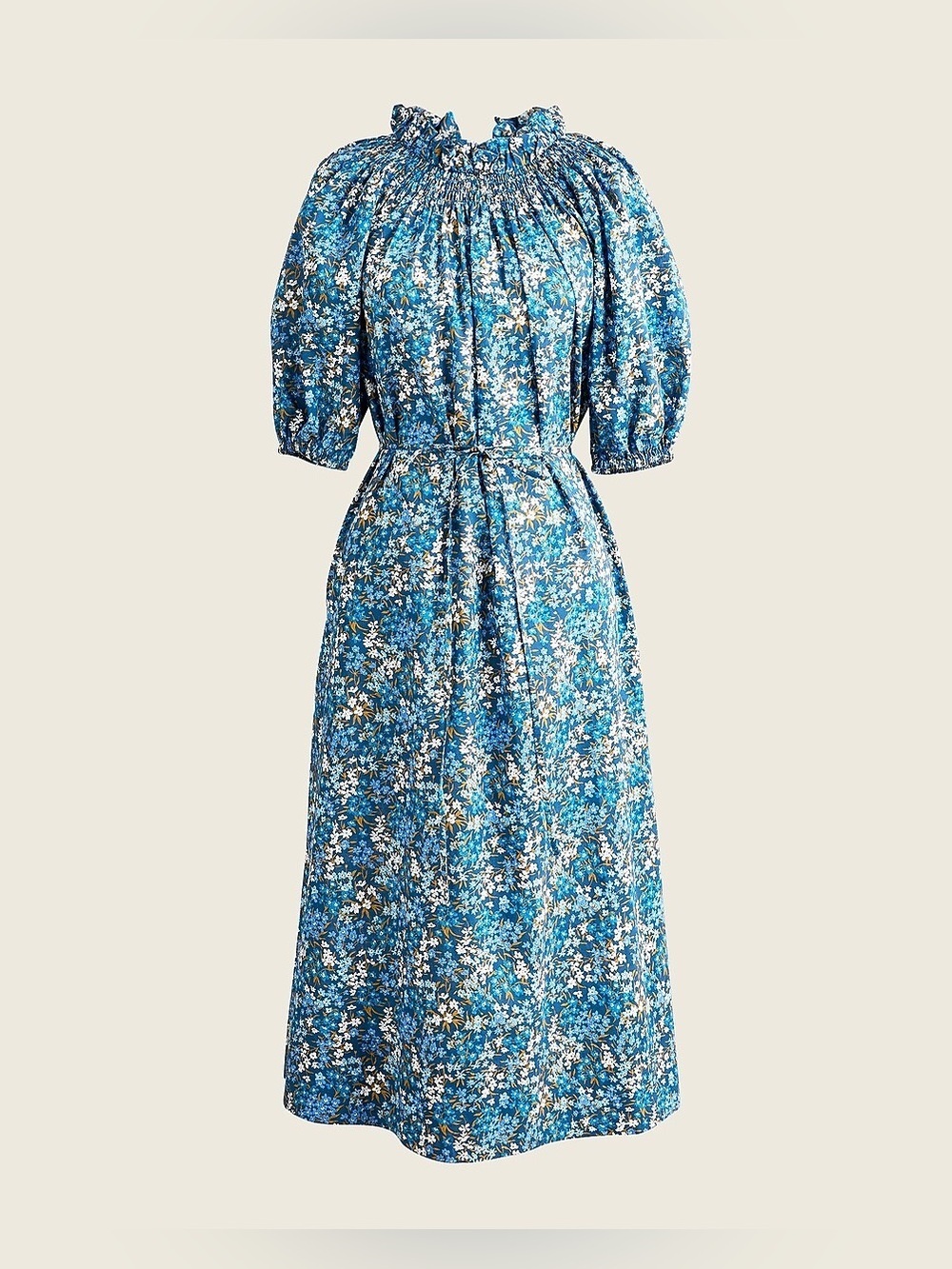 J. Crew Dress Womens XS Liberty Arts Floral Sea Floral Puff Sleeve Cotton Midi
